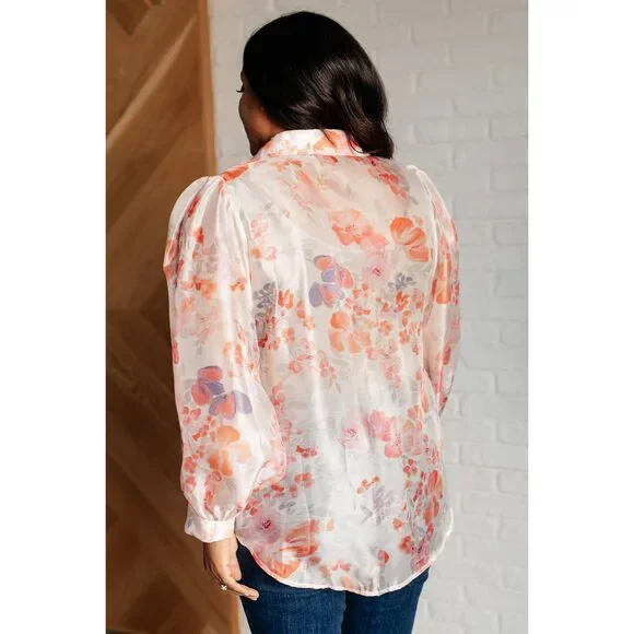 Call Me Back Sheer Floral Button Up Blouse - Picture 8 of 10